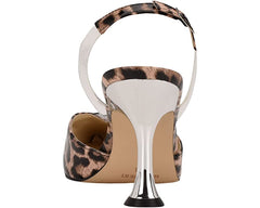 Nine West Heat 3 Leopard Pointed Closed Toe Traslucent Detailed Heeled Sandal
