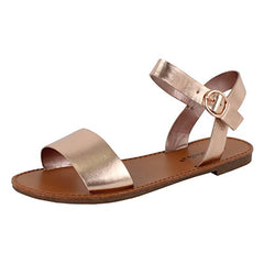 Breckelles Womens Ankle Strap One Band Comfort Flat Buckle Flats-Sandals