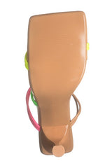 Cape Robbin Newly Mid Heel Slip ON Multi Neon Color Open Toe Mule Slide Sandals
