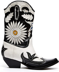 Jeffrey Campbell Texarkana Black Blue Combo Pull On Pointed Toe Mid-Calf Boots