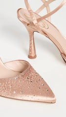 Sam Edelman Hardy Rosa Nude Ankle Strap Spool Heel Pointed Closed Toe Pumps