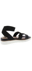 Steve Madden Gambel Black Low Wedge Fitted Strappy Ankle Strap Sandals