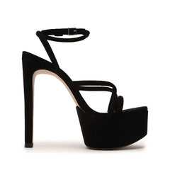 Schutz Zilla Black Suede Straps Buckle Ankle High Heels Womens Platforms Sandals