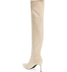 Jeffrey Campbell PILLAR-HI Ivory Nude Suede High Heel Pointed Toe Over Knee Boot
