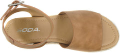 Soda Topics Tan Espadrille Ankle Strap Studded Open Toe Platform Wedge Sandals