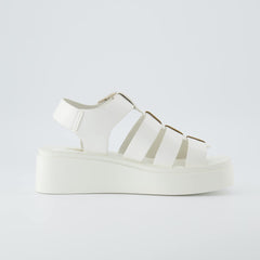 CUSHIONAIRE Poppy White Fashion fisherman platform sandal with +Memory Foam 10