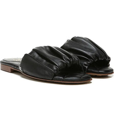 Sam Edelman Briar Black Leather Vamp Strap Cushioned Footbed Comfort Flat Sandal