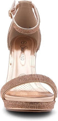 Shoe Land Enlove Rose Gold Fashion Platform Open Toe Ankle Strap Heeled Sandals