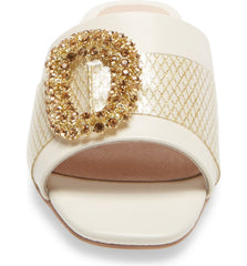Cecelia New York MAUI Slide Sandal Alabaster White Leather Embellished Flat Mule