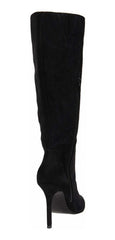 Charles David Panic Black Suede Knee High Heel Stiletto Pointed Toe Dress Boots