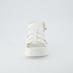 CUSHIONAIRE Poppy White Fashion fisherman platform sandal with +Memory Foam 10