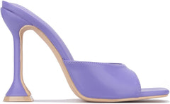 Cape Robbin Lithe Purple Sexy High Spool Heel Open Squared Toe Slip On Pumps