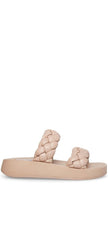 Steve Madden Hillary Taupe Slip On Rounded Open Toe Platform Braided Sandals