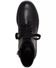 Vince Camuto Branda Black Leather Lace Up Combat Moto Chain Rim Ankle Bootie