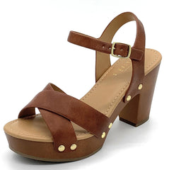STYLISH S SHIFT Open Toe Double Cross Band Ankle Strap Platform Heel Sandals 11