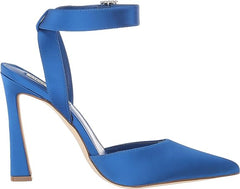 Steve Madden Sarantos Blue Satin Ankle Strap Pointy Toe Stiletto Heeled Sandal