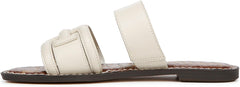 Sam Edelman Gabi Modern Ivory Double Strap Open Toe Slip On Flat Slides Sandals