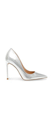 Steve Madden Vala Silver Fashion High Heel Pointed Toe Slip On Stiletto Pumps