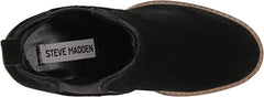 Steve Madden Lexa Black Suede Zipper Rounded Toe Block Heel Womens Ankle Boots