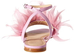 Pour La Victoire Layla Flat Feathered Sandal Orchid Pink Feather Fashion Sandals
