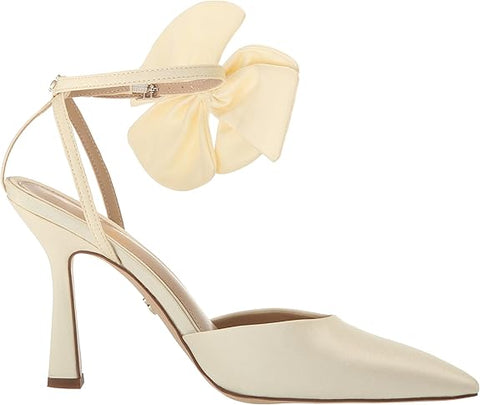 Sam Edelman Halie Pearl Ivory Pointed Toe Stiletto Heeled Bow Detailed Pumps