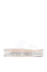 Cape Robbin Loving Clear Nude Transparent Platform Pool Slide Wedge Sandals