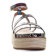 Vince Camuto Aevie Snake Print Leather Strappy Platform Espadrille Wedge Sandals