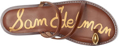 Sam Edelman Harlyn Rich Cognac Strappy Toe Ring Slip On Flat Slides Sandals