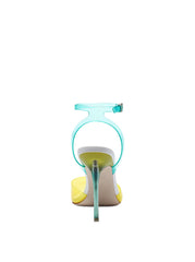 Jessica Simpson Pirrie Yellow Combo Clear Pointed Toe Ankle Strap High Pumps