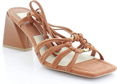 Dolce Vita Kash Cedar Nubuck Tie Up Open Squared Toe Block Heeled Sandals