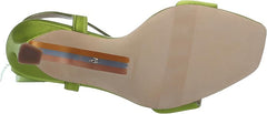 Sam Edelman Leana Tropic Green Suede Squared Open Toe Stiletto Heleed Sandals