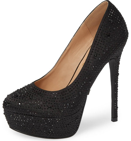Lauren Lorraine Victoria Platform Pump Rhinestone High Heel Formal Dress Shoes