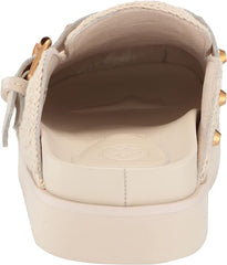 Ash Gioia Talc Crochet Gold Studs Buckle Strap Slip On Round Toe Clogs Slippers