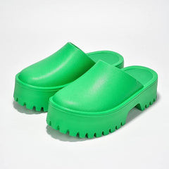 KK PAIR OF KINGS Heights Green Fashion Slip On Non-Slip Mule Clog Platform Sandals