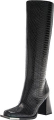 Circus by Sam Edelman Nate Black Snake Print Squared Toe Knee High Tall Boots
