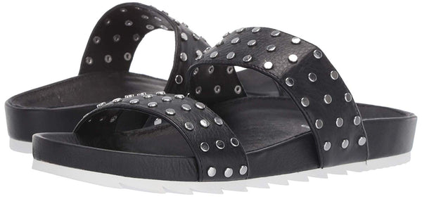 J Slides Erika Sandal Black Leather Slide Mule Slip On Flip Flops