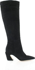 Sam Edelman Sulema Black Block Heel Pointed Toe Fashion Leather Knee High Boots