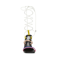 Steve Madden Unique Multi Strappy Tie Up Stiletto Heel Open Toe Heeled Sandals