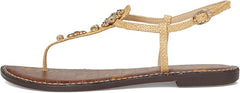 Sam Edelman Gigi Bleached Beechwood Embossed Open Toe Ankle Strap Flats Sandals