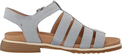 Dr. Scholl's A Ok Summer Blue Microfiber Round Open Toe Ankle Strap Flat Sandals