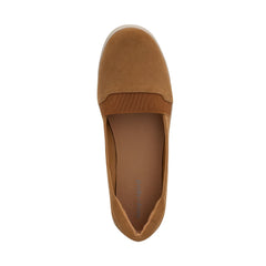 Easy Spirit Bounce Round Toe Medium Brown Suede Slip On Ultra Light Ballet Flats
