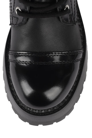 Jeffrey Campbell Locust Black Box Leather Lace Up Chunky Moto Combat Boots Boot
