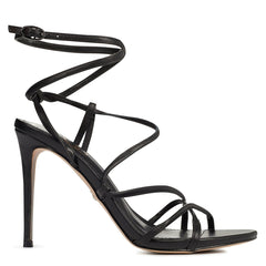 Sam Edelman Sareena Black Stiletto Heel Open Toe Ankle Strap Heeled Sandals