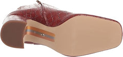 Sam Edelman Fawn Rust Croc Patent Block Heel Squared Toe Fashion Ankle Boots