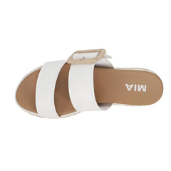 MIA Kenzy White Buckle Espadrille Platform Athletic Sandals Casual Mid Heel Sandals