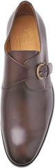 Mens Quads Monk Strap Brown Dress Shoes