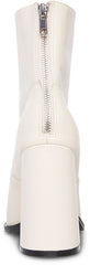 Steve Madden Excess Bone White Leather Squared Toe Blocked Heel Dress Booties