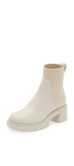 Steve Madden Holley Bone Chunky Block Heel Rounded Toe Pull On Ankle Boots