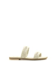 Dolce Vita Inya Ivory Stella Slip On Open Squared Toe Woven Straps Flats Sandals