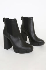 Steve Madden Revised Black Leather Chelsea Platform Chunky Heeled Ankle Boots